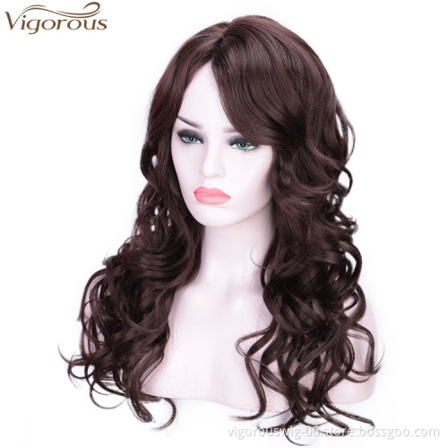 Vigorous Ombre Curly Side Part Long Wave for Women Synthetic Heat Resistant Party Wigs Natural Looking